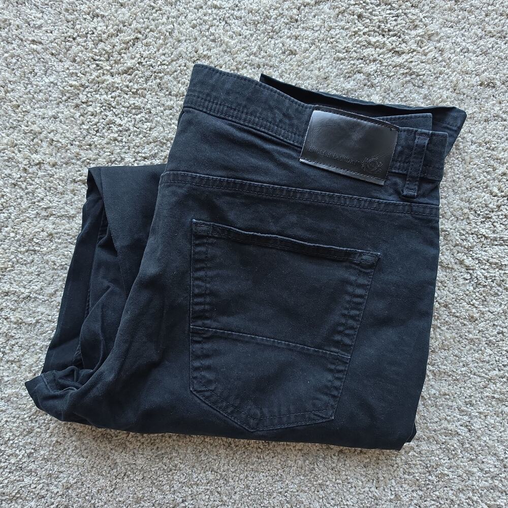 English Laundry Men's Pants 36x34 Black Stretch Chino Casual Straight Fit, Dark